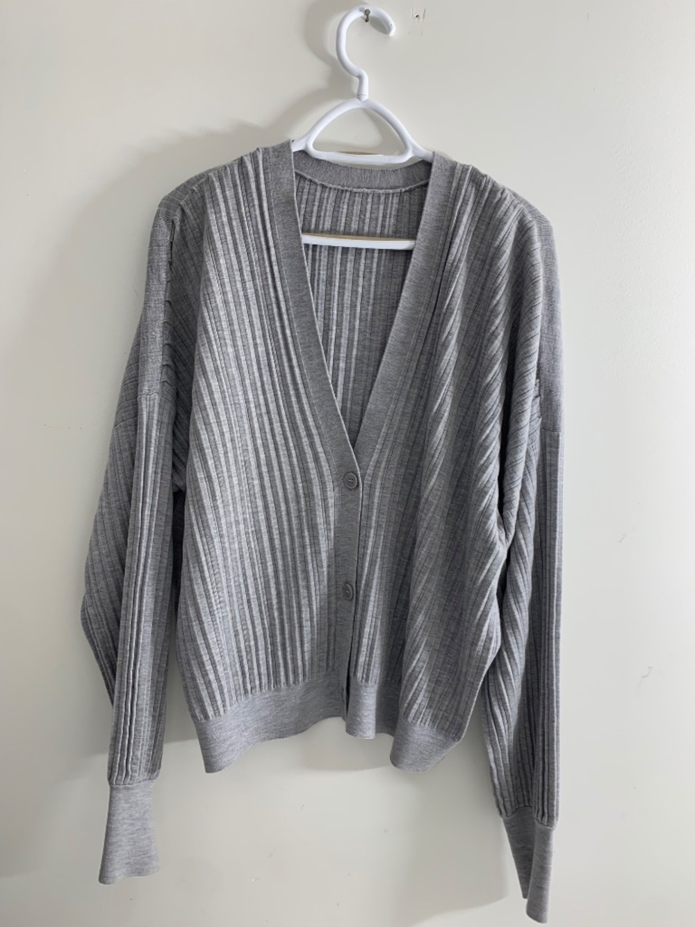 Babaton Ribbed 100% Wool Knit Cardigan In Gary size 3 or US XL